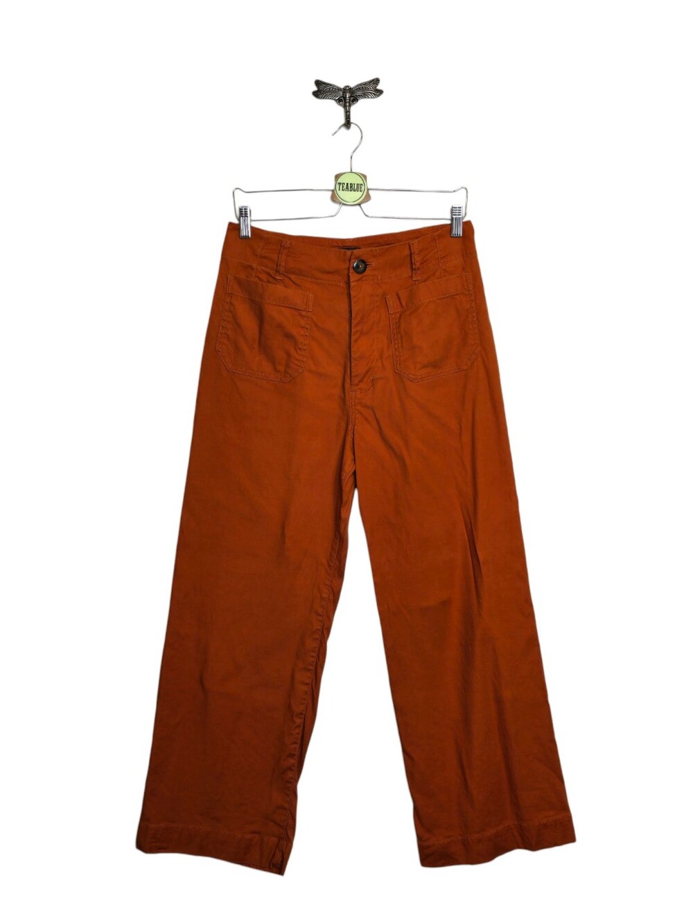 Maeve Colette European Linen Stretch Wide-Leg Pants 6T Burnt Orange 6 Tall
